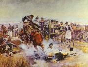 Charles M Russell Bronc to Breakfast Norge oil painting reproduction